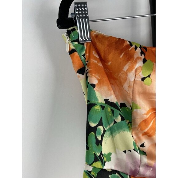 Lulu’s Lovin' It Orange Multi Floral Print Satin One-Shoulder Jumpsuit Size S - Picture 16 of 16